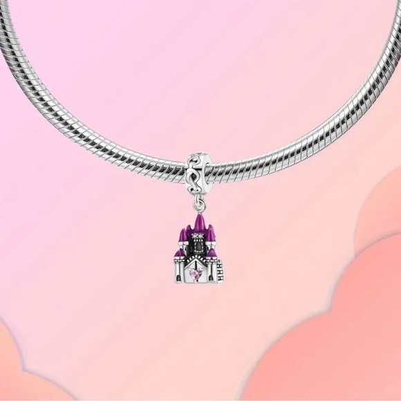 Women’s 925 Sterling Silver Purple Castle Pendant/Charm Zircon Heart - NWT - Picture 5 of 5